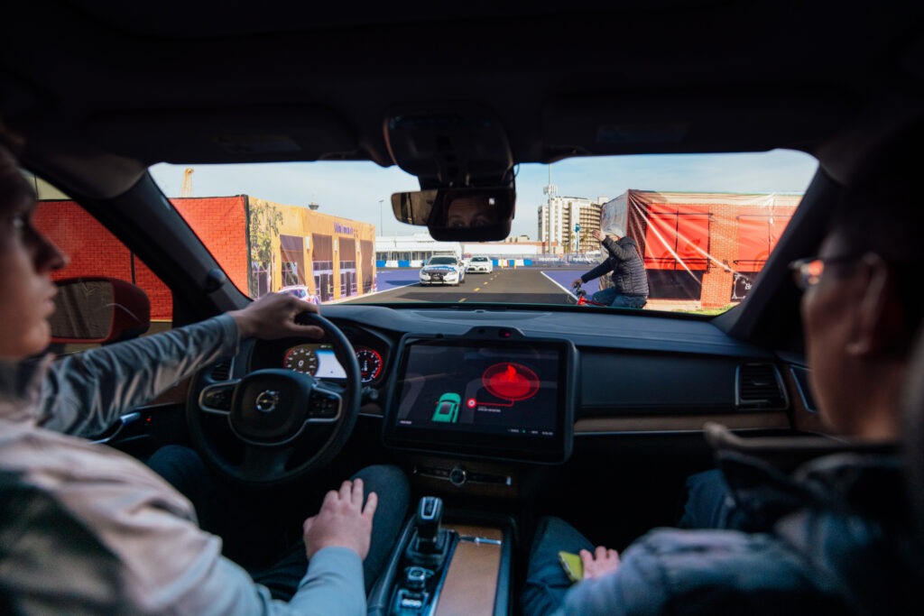 View from inside a car.